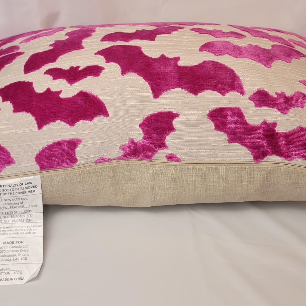 Soho Pink Bat Pattern Accent Pillow - Picture 6 of 15